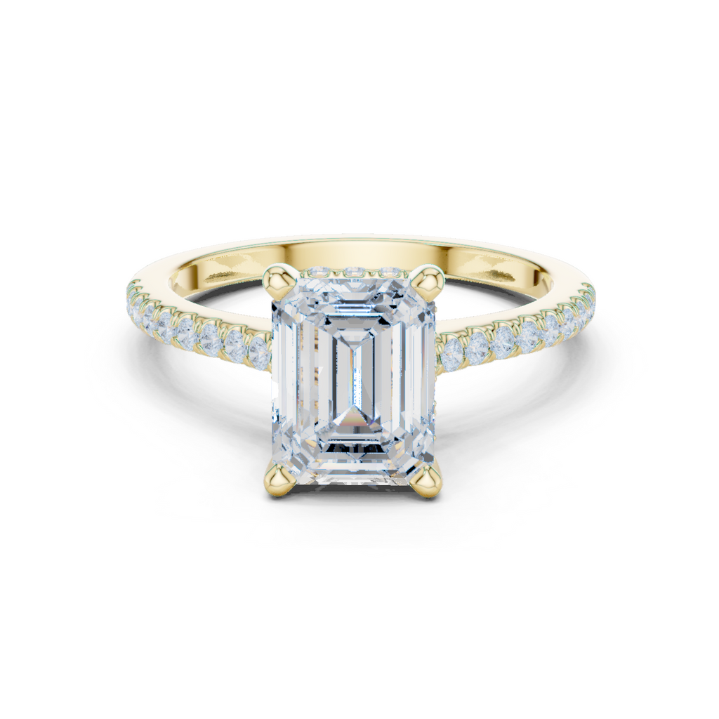 Emerald Cut Diamond Pavé Engagement Ring with Hidden Halo Gallery