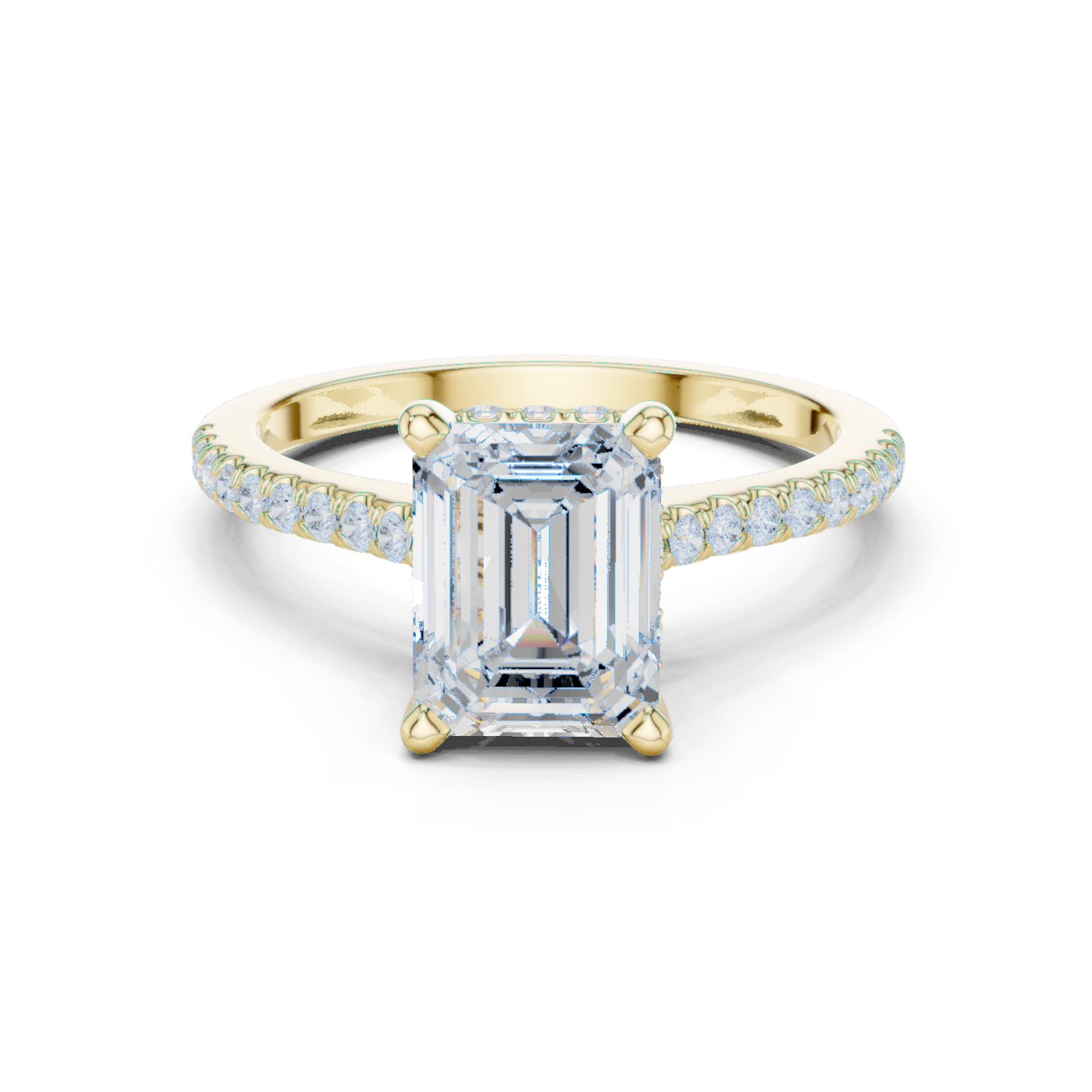 Emerald Cut Diamond Pavé Engagement Ring with Hidden Halo Gallery