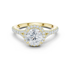Round Cut Halo Engagement Ring with Pavé Diamond Band