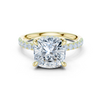 Cushion Cut Hidden Halo Diamond Engagement Ring