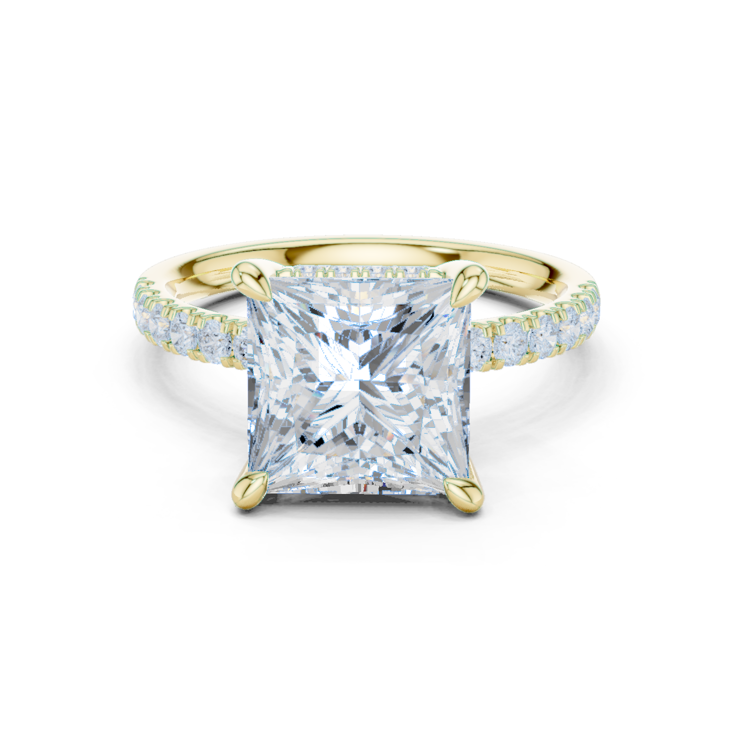 Princess Cut Hidden Halo Diamond Engagement Ring