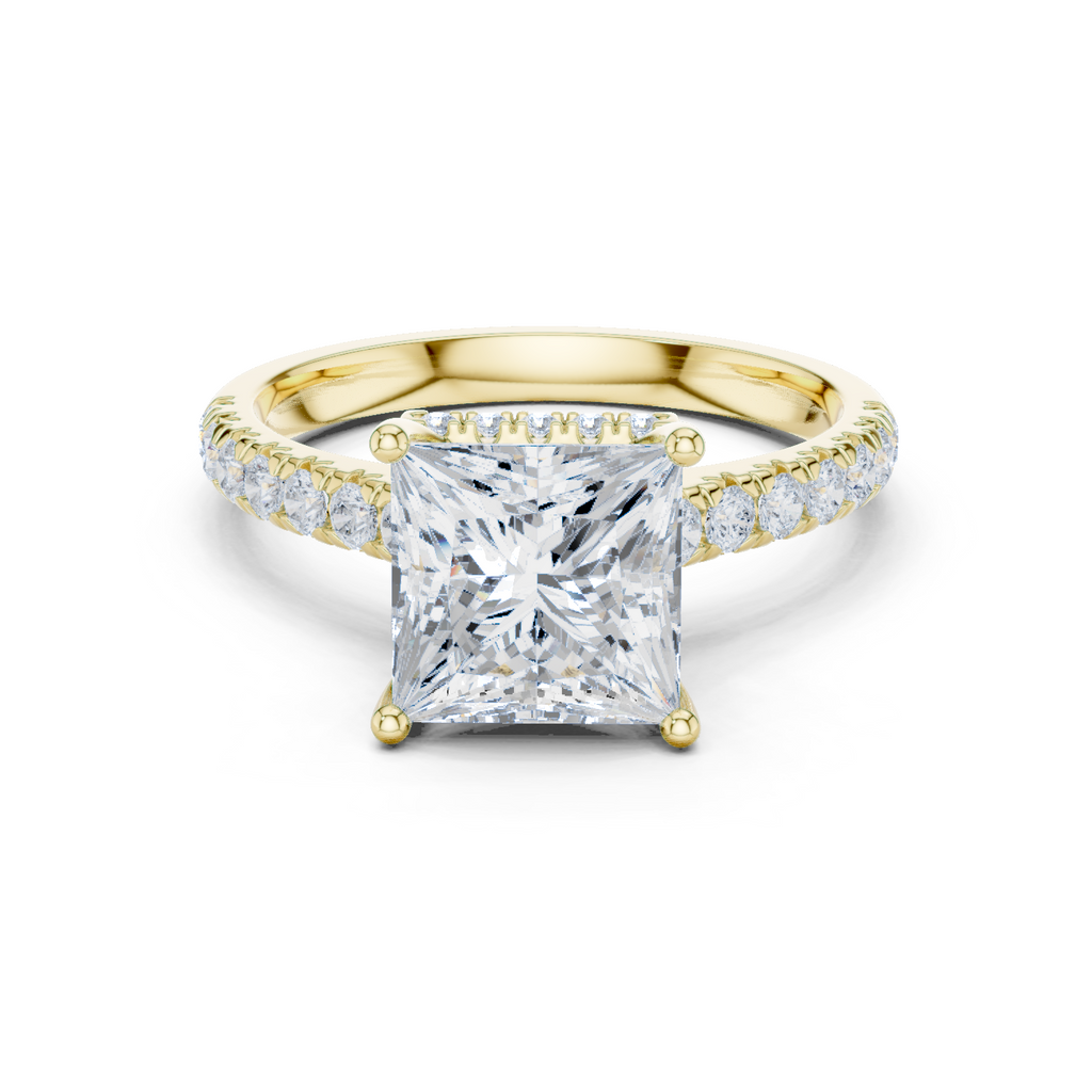 Princess Cut Hidden Halo Diamond Engagement Ring