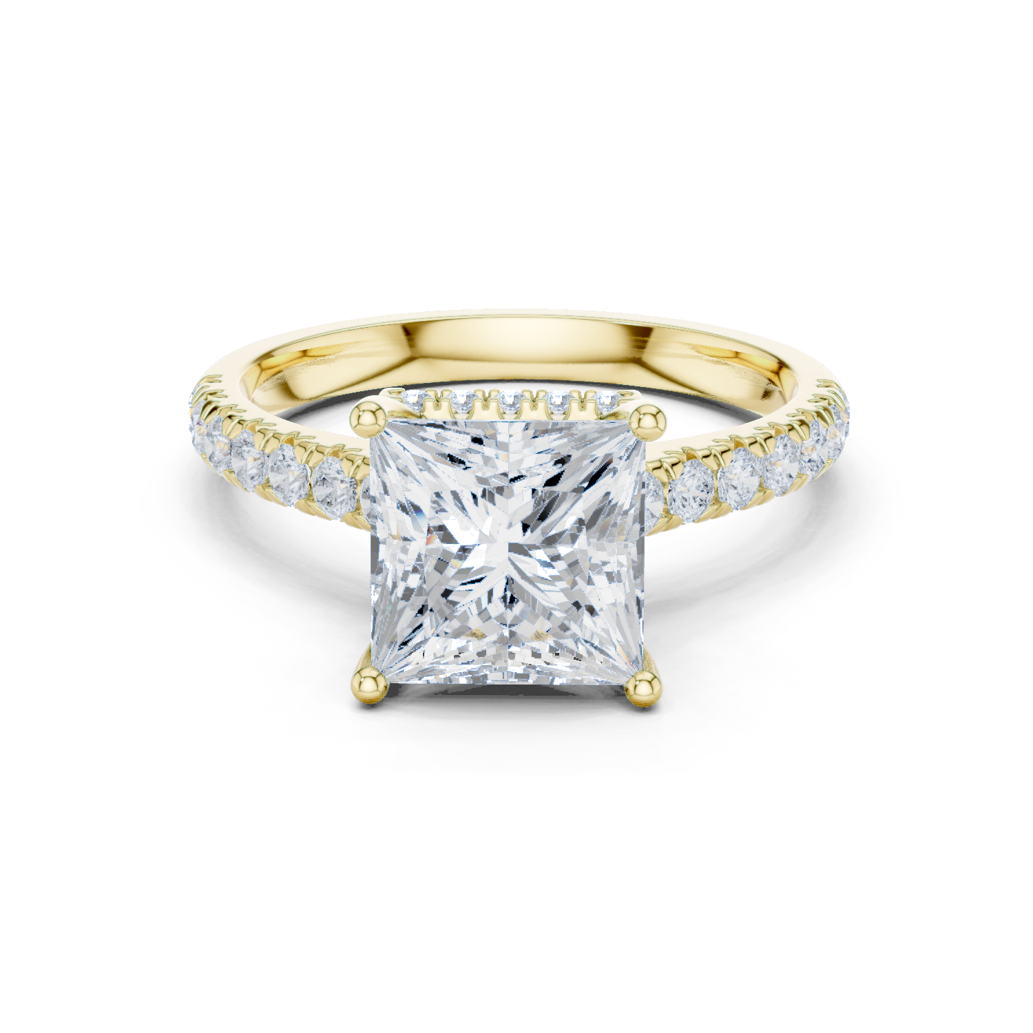 Princess Cut Hidden Halo Diamond Engagement Ring