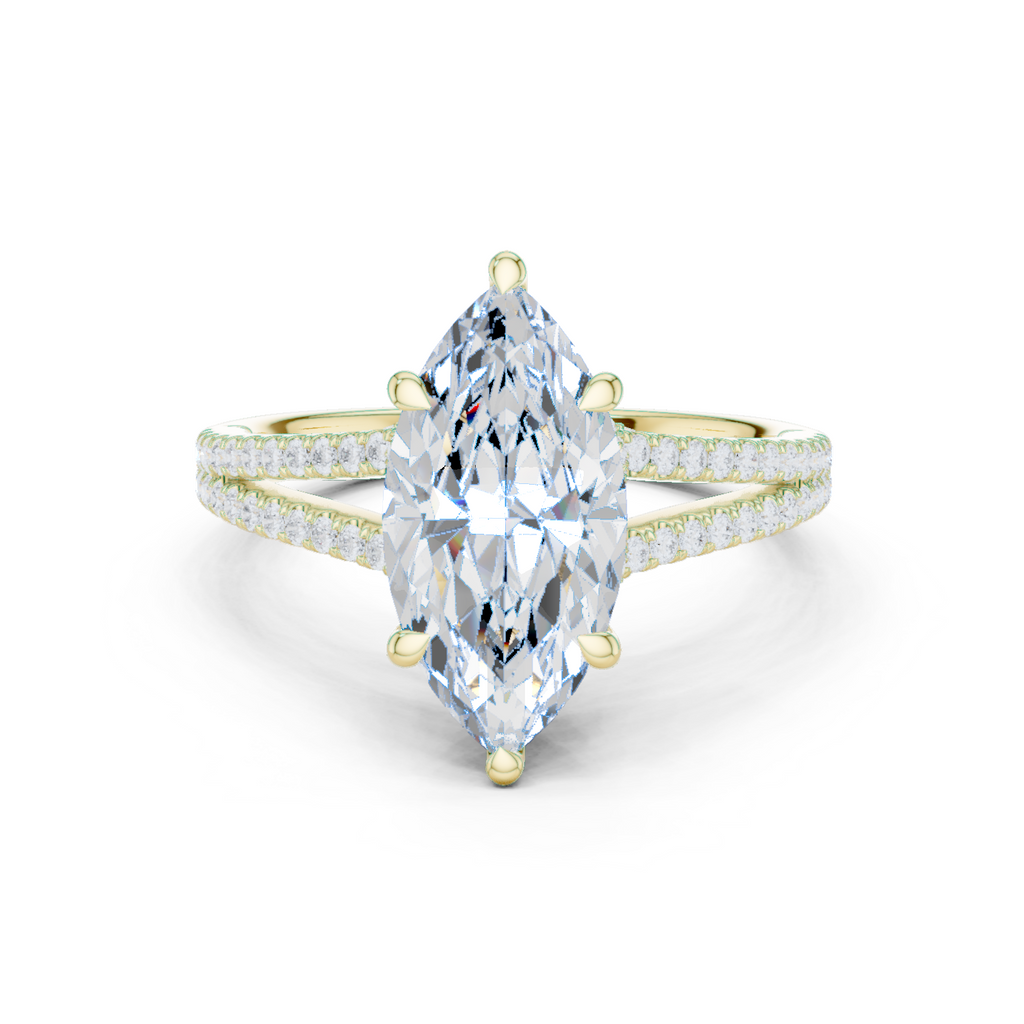 Marquise Cut Diamond Split Shank Pavé Engagement Ring