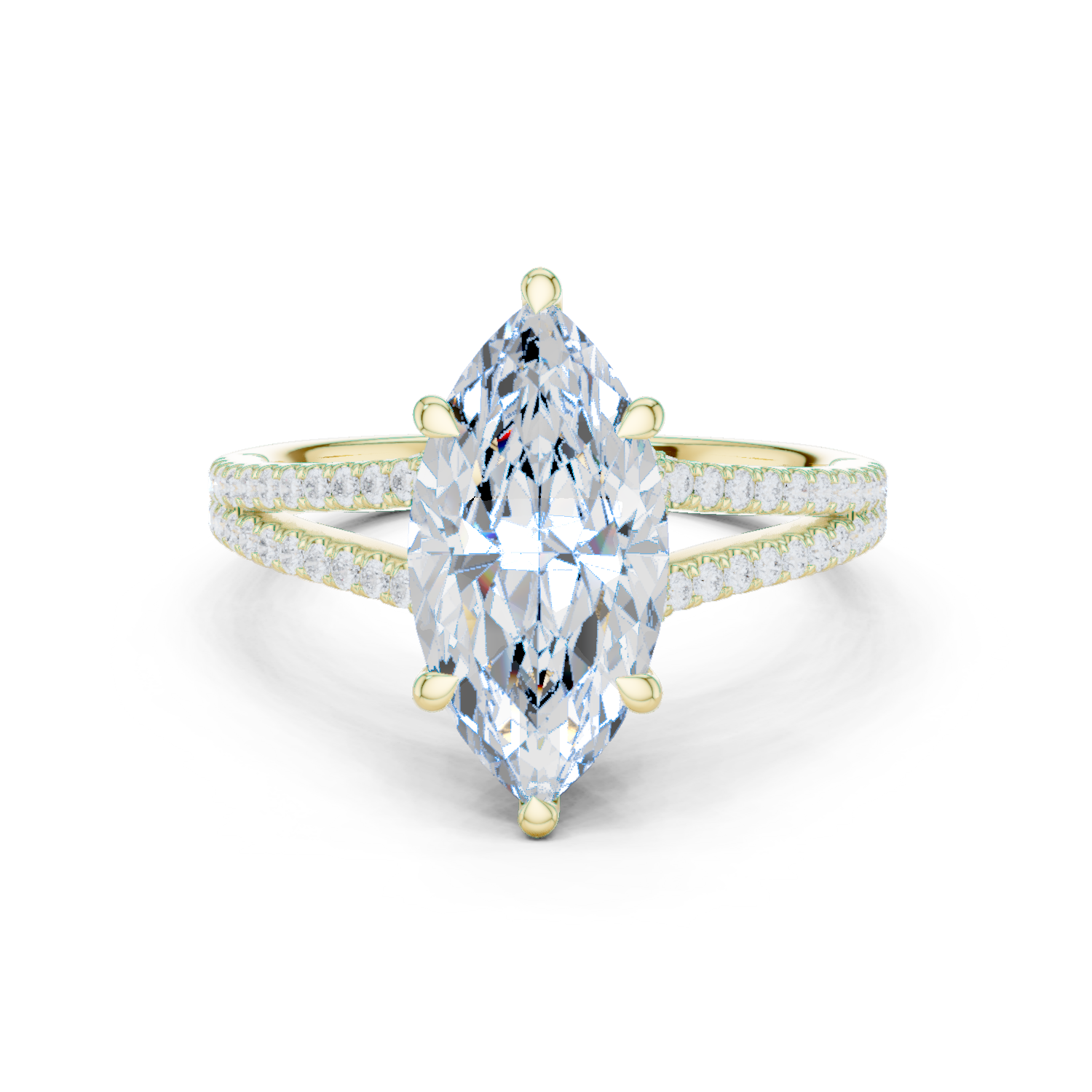 Marquise Cut Diamond Split Shank Pavé Engagement Ring