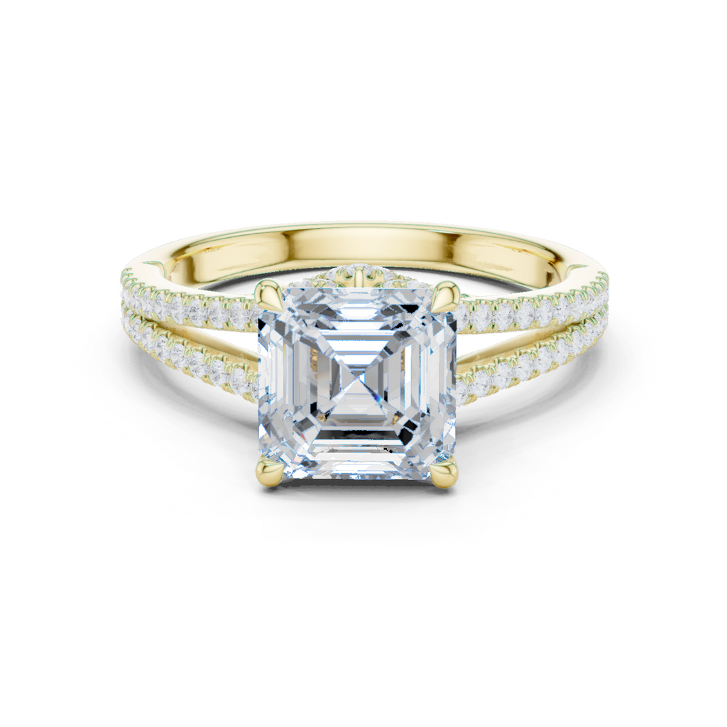 Asscher Cut Diamond Split Shank Engagement Ring