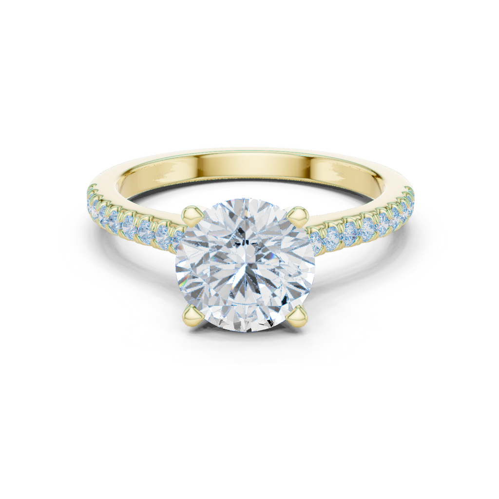 Round Brilliant Diamond Pavé Engagement Ring with Hidden Halo