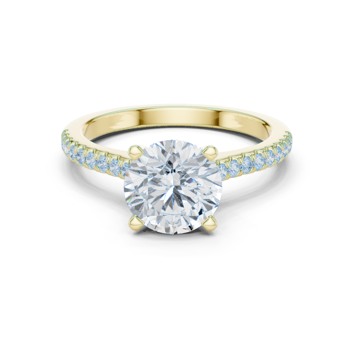 Round Brilliant Diamond Pavé Engagement Ring with Hidden Halo