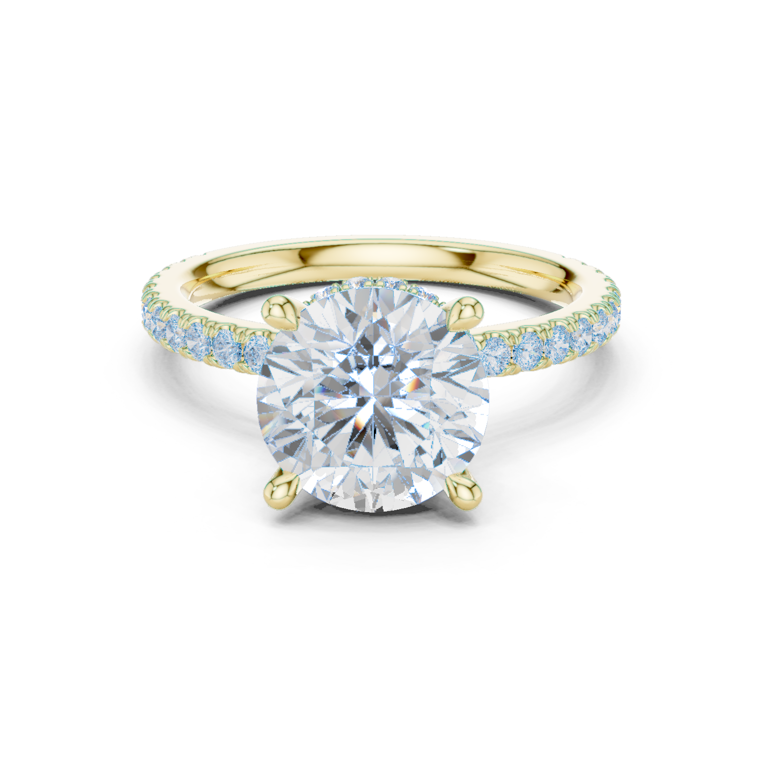 Round Brilliant Diamond Hidden Halo Pavé Engagement Ring
