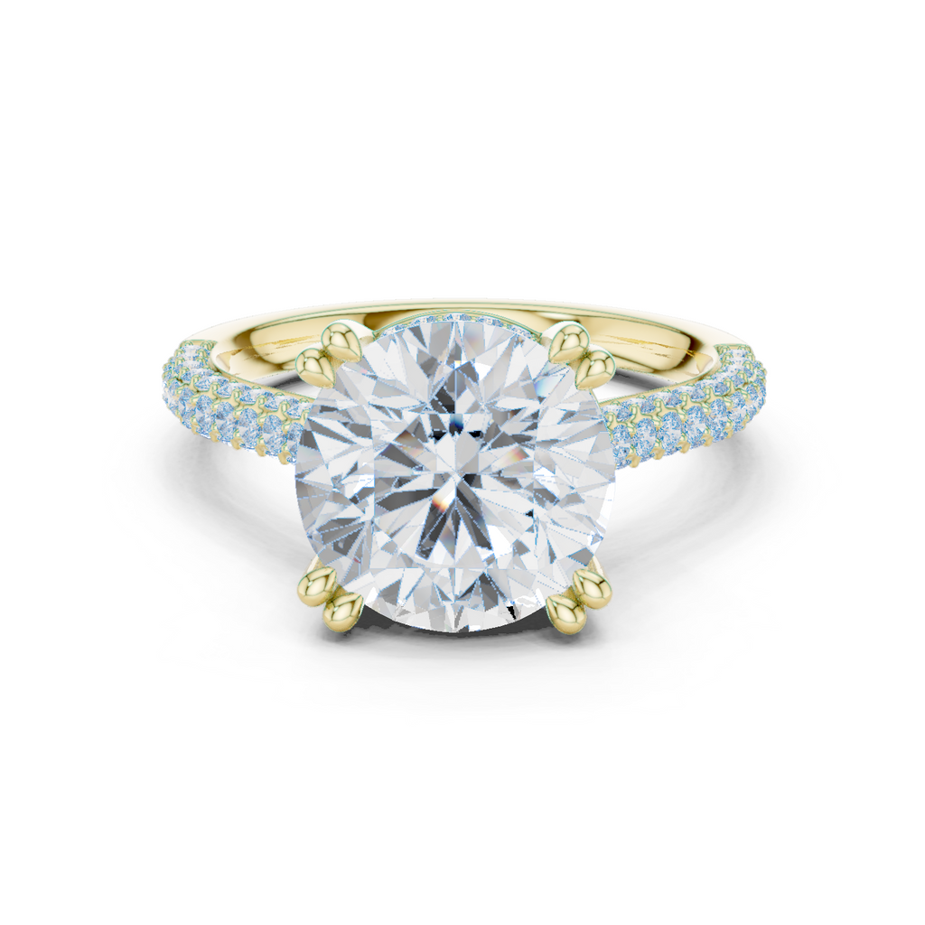 Round Brilliant Diamond Hidden Halo Pavé Engagement Ring