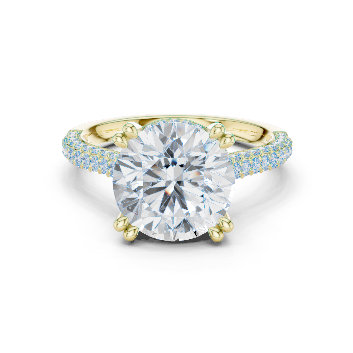 Round Brilliant Diamond Hidden Halo Pavé Engagement Ring