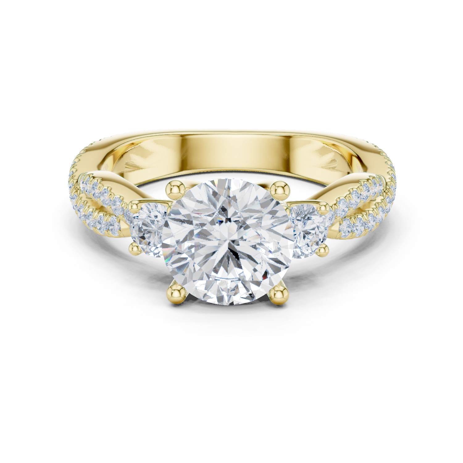 Round Diamond Twisted Pavé Engagement Ring