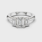 Emerald Cut Three Stone Diamond Engagement Ring