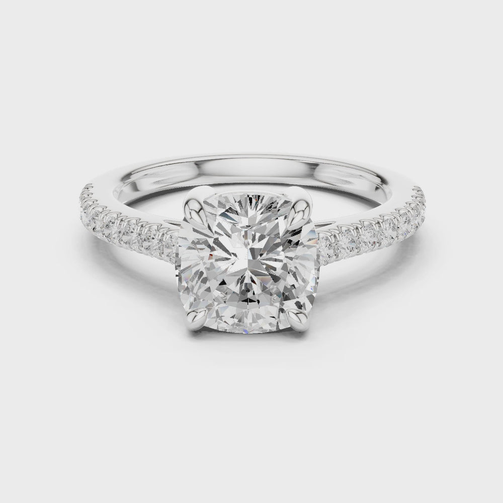 Cushion Cut Pavé Diamond Engagement Ring