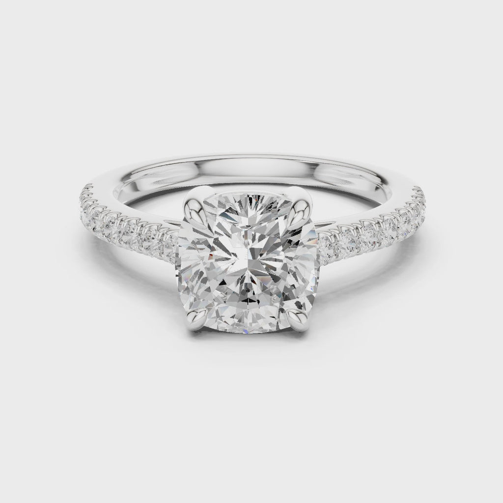 Cushion Cut Pavé Diamond Engagement Ring