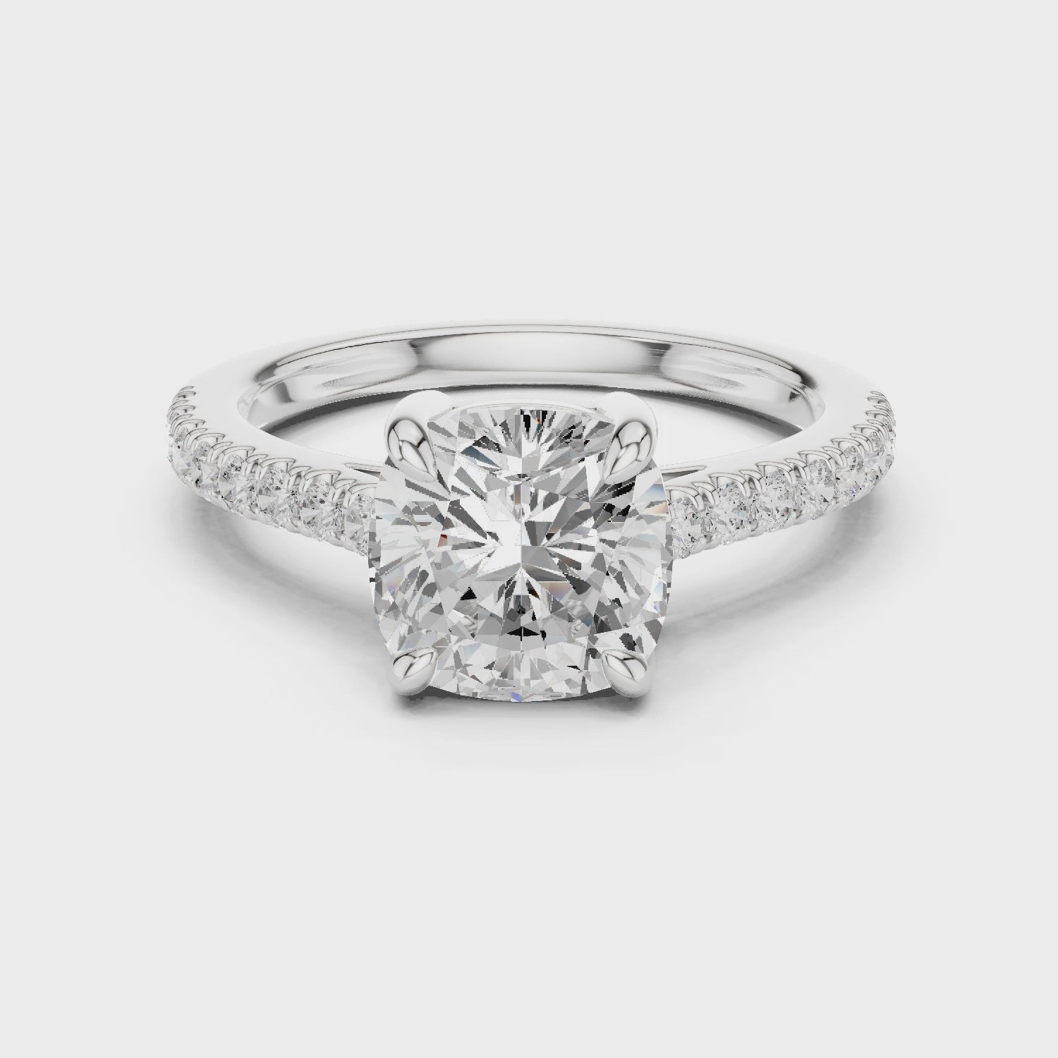 Cushion Cut Pavé Diamond Engagement Ring