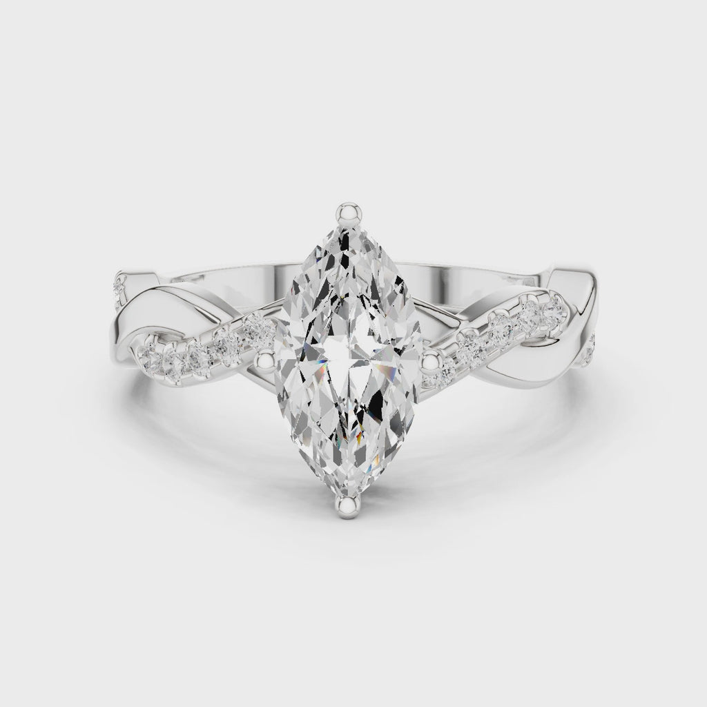 Marquise Twist Diamond Engagement Ring