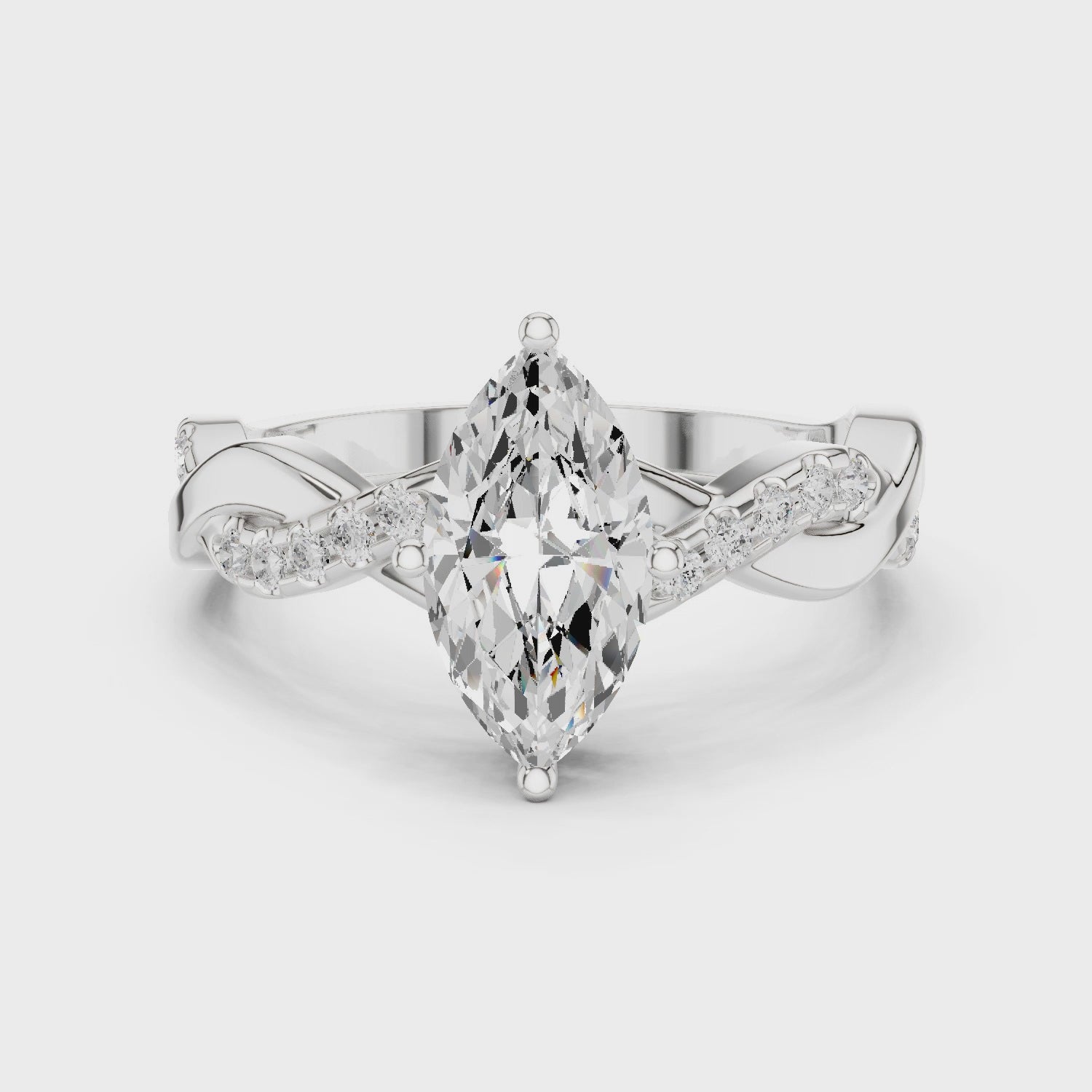 Marquise Twist Diamond Engagement Ring