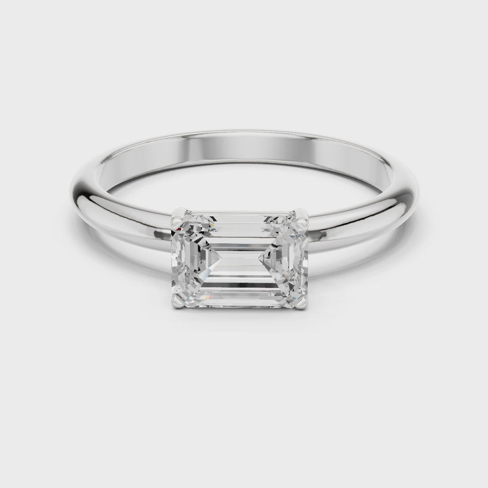 Emerald Cut Solitaire Diamond Engagement Ring