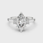 Marquise Cut Three Stone Diamond Engagement Ring