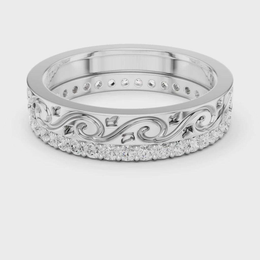 Vintage Scroll Diamond Eternity Band in Rose Gold