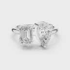 Toi et Moi Emerald & Pear Diamond Engagement Ring