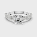 Asscher Cut Triple Pavé Diamond Engagement Ring