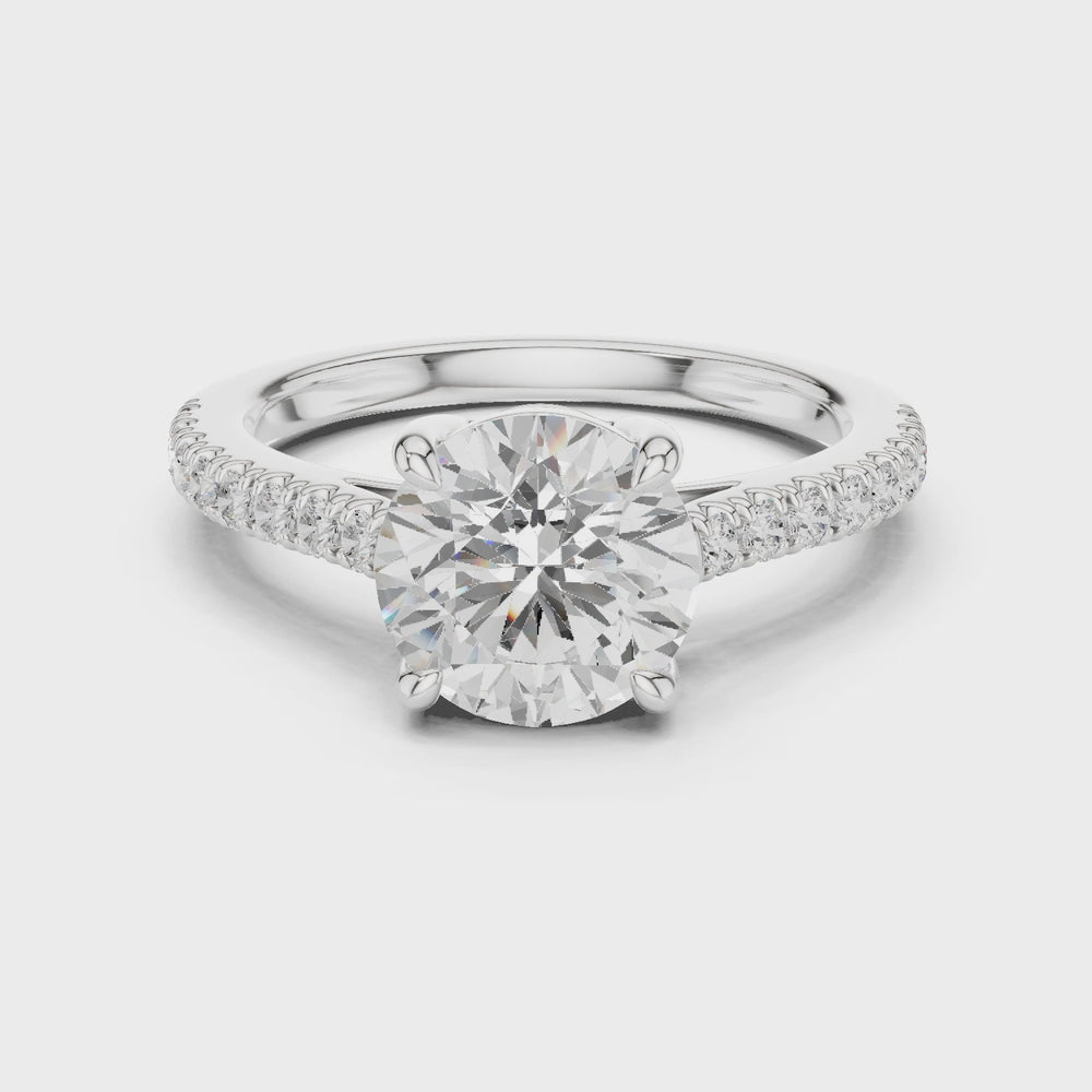 Round Cut Pavé Diamond Engagement Ring