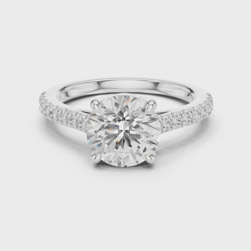 Round Cut Pavé Diamond Engagement Ring