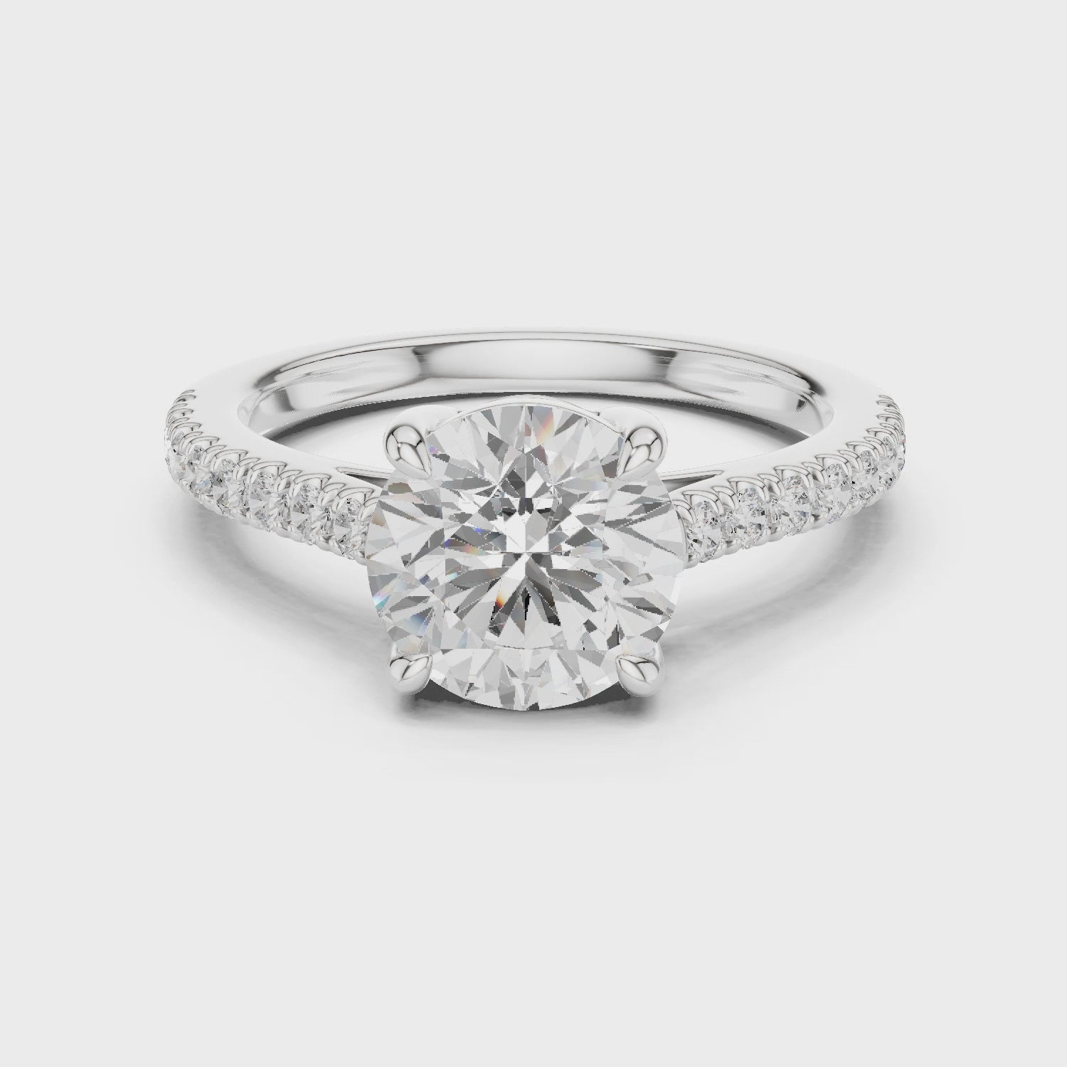Round Cut Pavé Diamond Engagement Ring