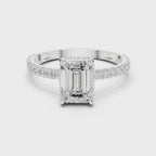 Hidden Halo Emerald Cut Diamond Engagement Ring