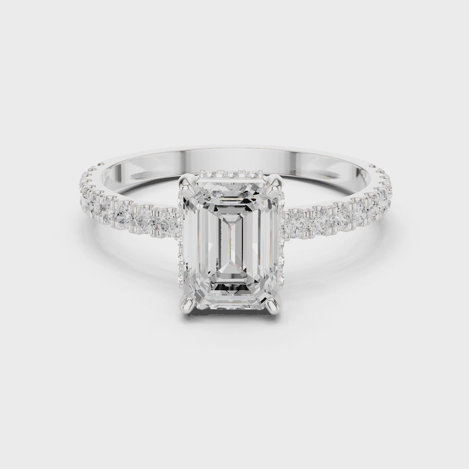 Hidden Halo Emerald Cut Diamond Engagement Ring