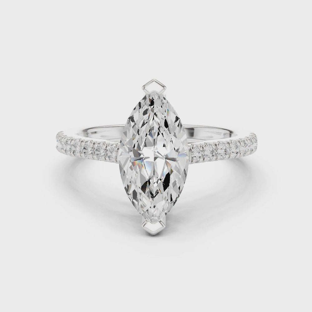 Marquise Cut Pavé Diamond Engagement Ring