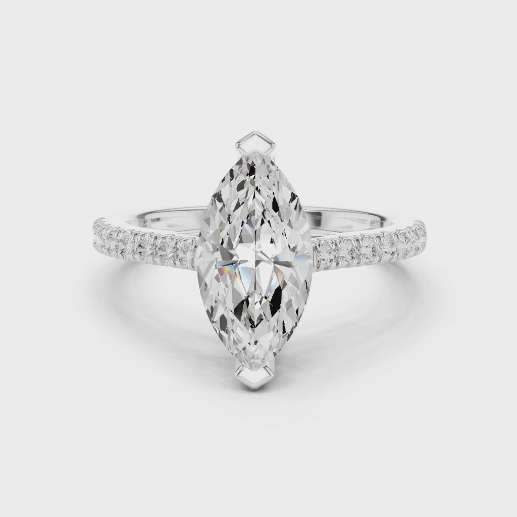 Marquise Cut Pavé Diamond Engagement Ring