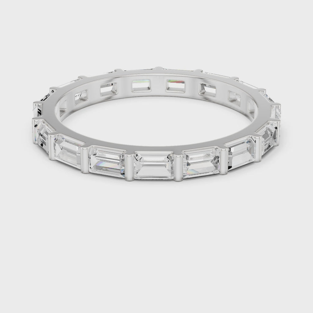 Baguette Cut Diamond Eternity Band Ring in Rose Gold