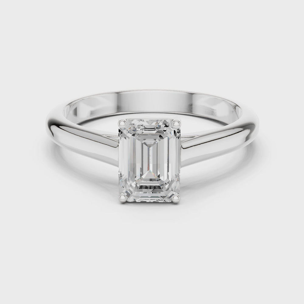 Emerald Cut Minimal Solitaire Diamond Ring