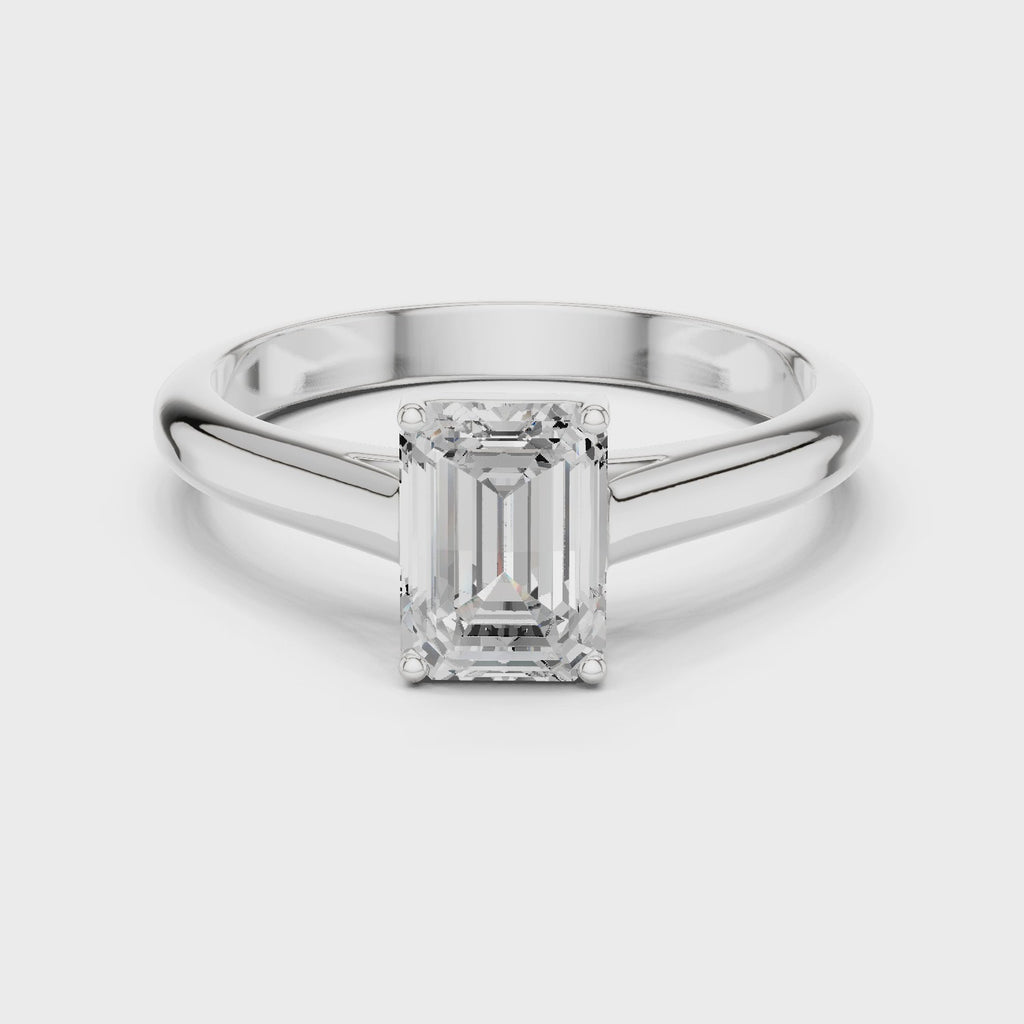 Emerald Cut Minimal Solitaire Diamond Ring