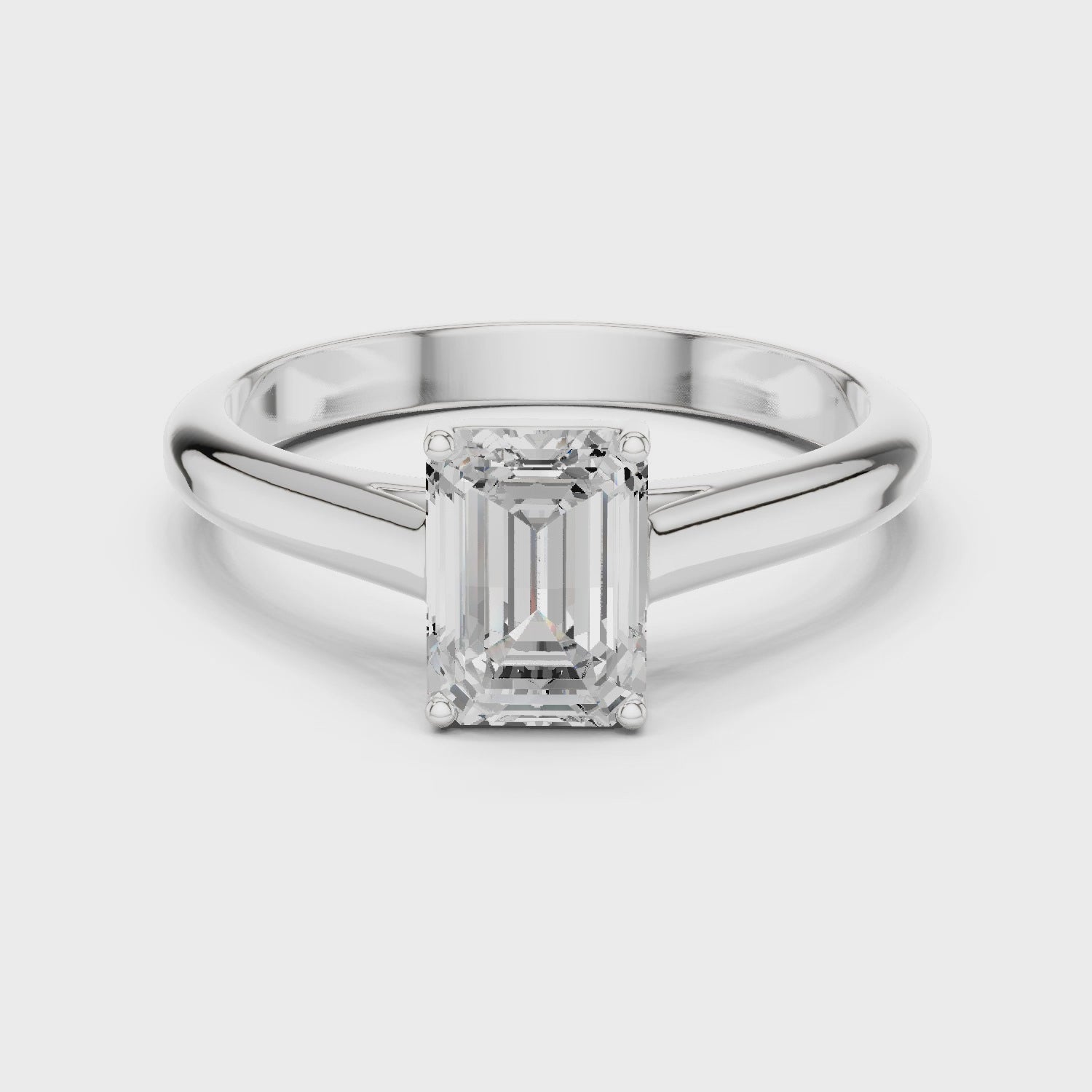 Emerald Cut Minimal Solitaire Diamond Ring