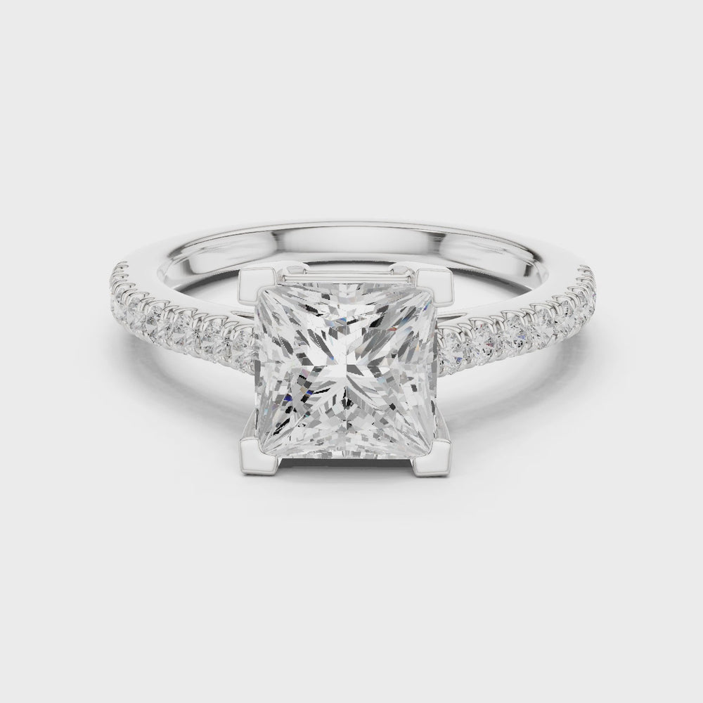 Princess Cut Pavé Diamond Engagement Ring