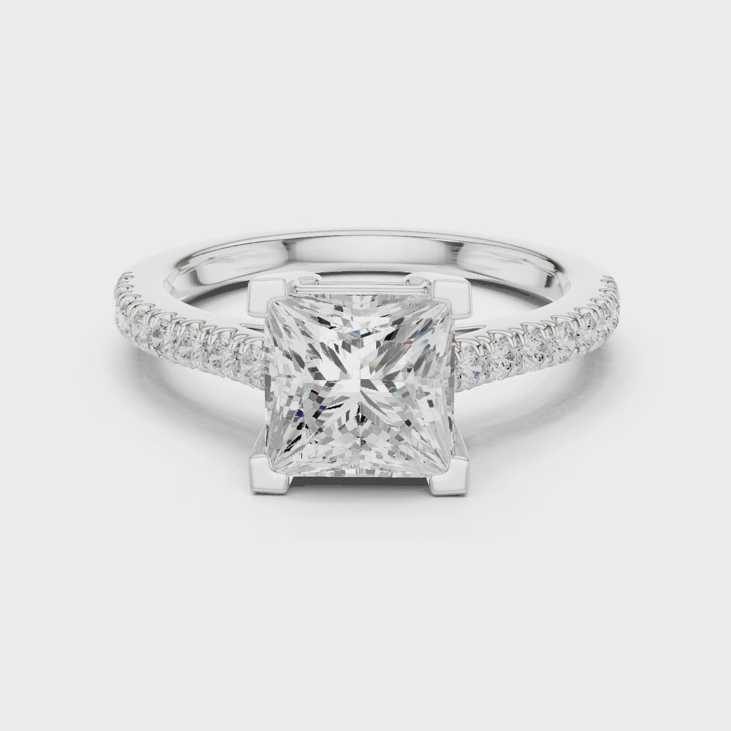 Princess Cut Pavé Diamond Engagement Ring
