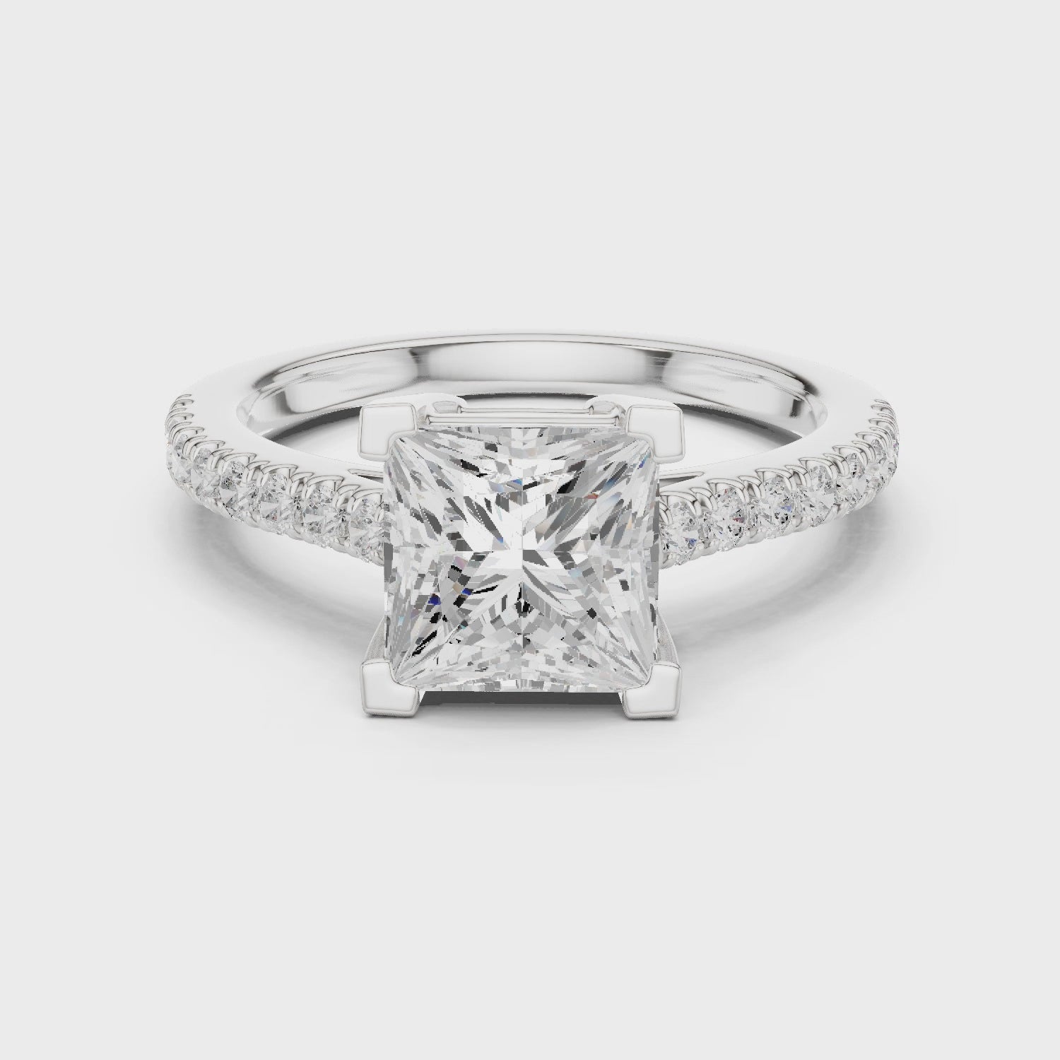 Princess Cut Pavé Diamond Engagement Ring