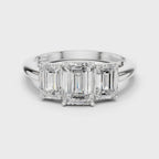 Emerald Cut Three Stone Diamond Engagement Ring