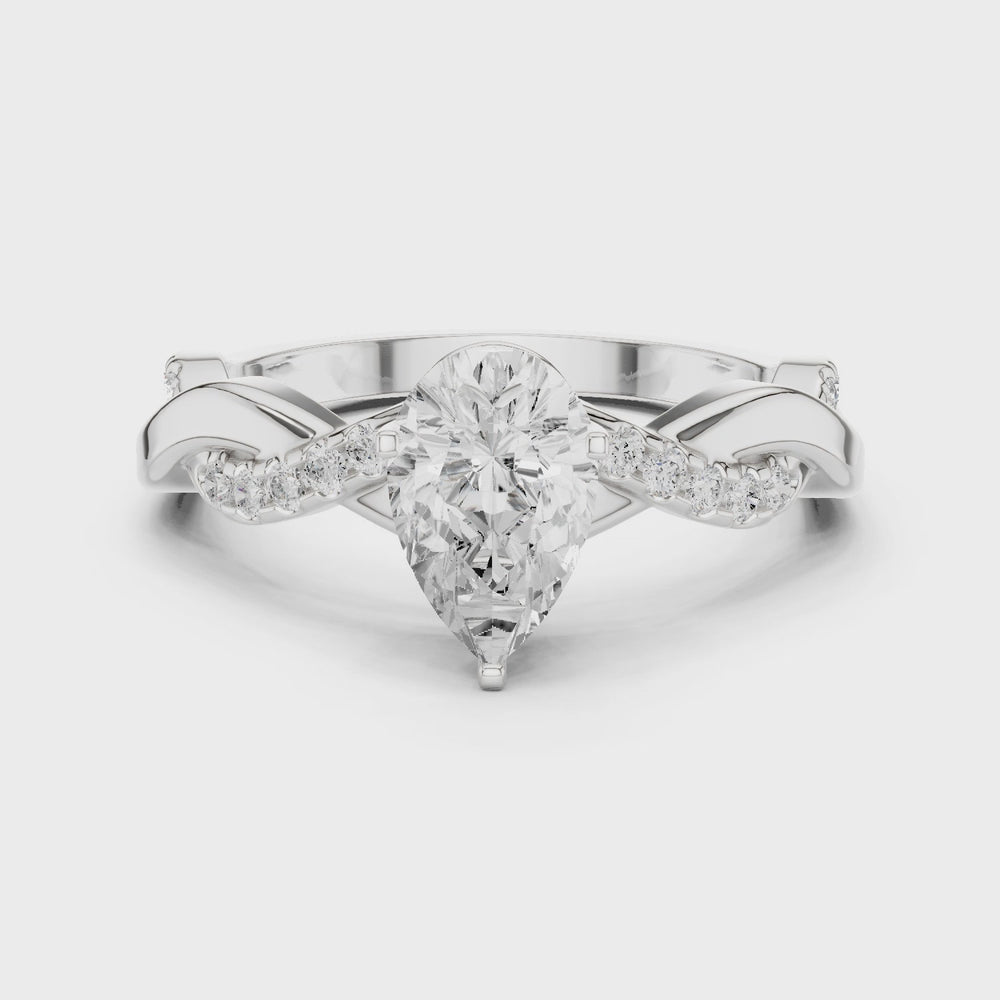Twisted Pear Cut Diamond Engagement Ring
