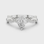 Twisted Pear Cut Diamond Engagement Ring