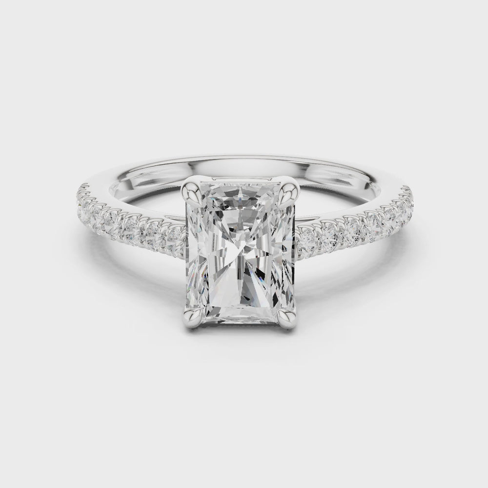 Radiant Cut Pavé Diamond Engagement Ring