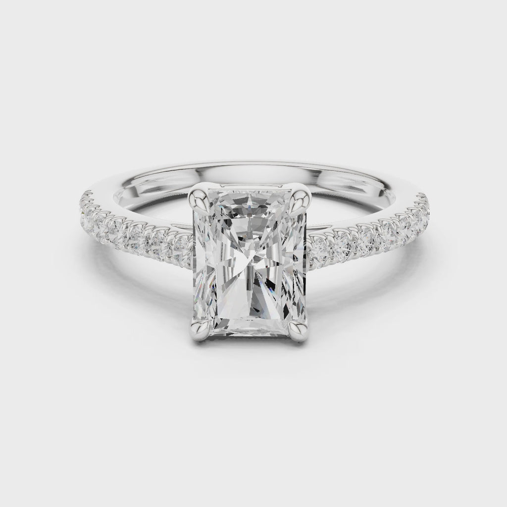 Radiant Cut Pavé Diamond Engagement Ring