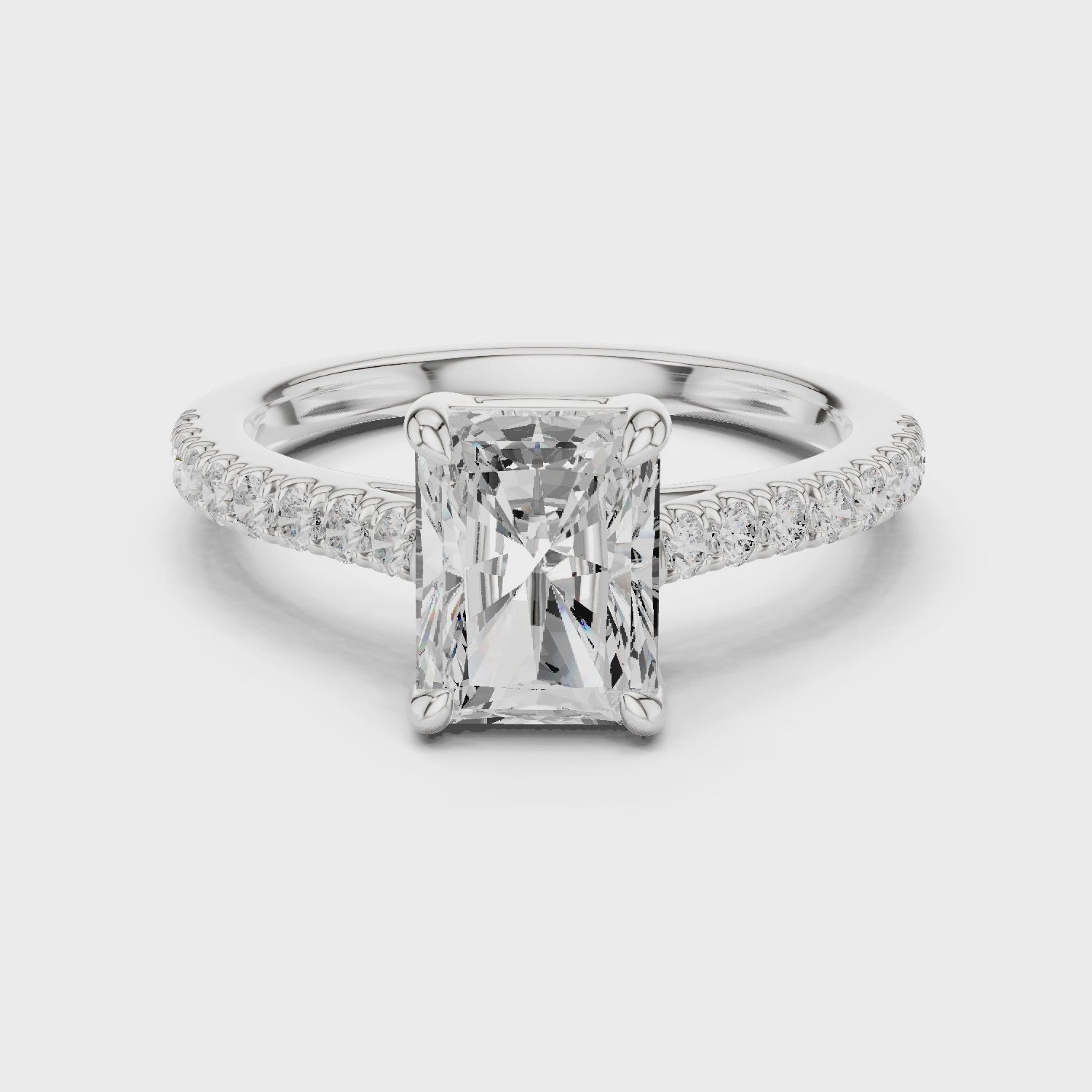 Radiant Cut Pavé Diamond Engagement Ring