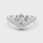 Split Shank Asscher Cut Diamond Engagement Ring with Pavé Band