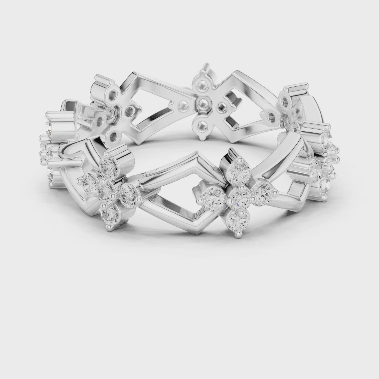 Art Deco Floral Diamond Eternity Band in Rose Gold
