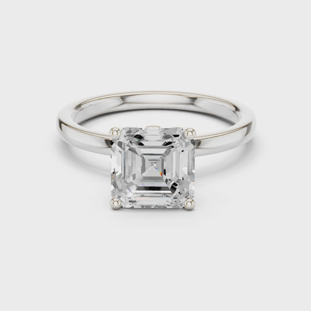 Asscher Cut Solitaire Engagement Ring with Hidden Halo Gallery